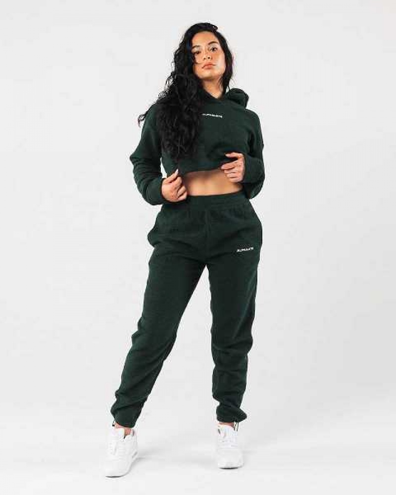 Sudadera con Capucha Alphalete King Crop Mujer Verdes | Mexico-984135