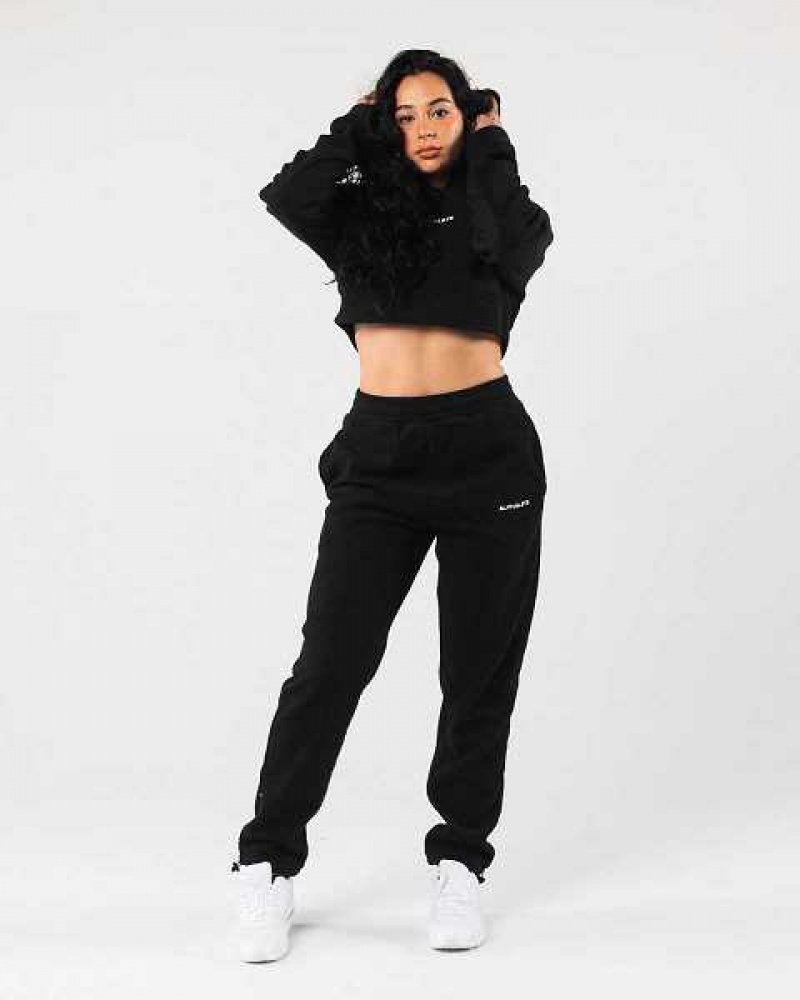 Sudadera con Capucha Alphalete King Crop Mujer Negros | Mexico-490781