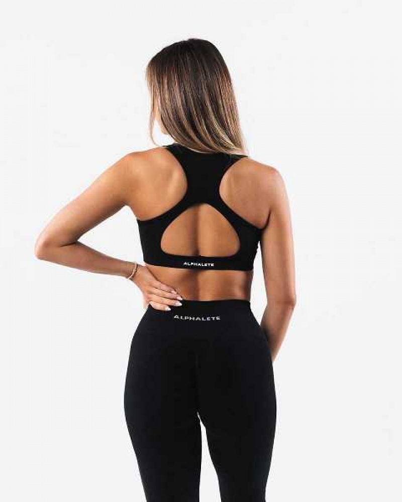 Sujetador Deportivo Alphalete Amplify Contour Mujer Negros | Mexico-610932