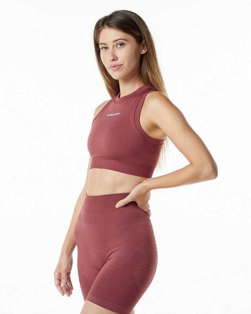 Sujetador Deportivo Alphalete Ozone Crop Mujer Rojos | Mexico-435068