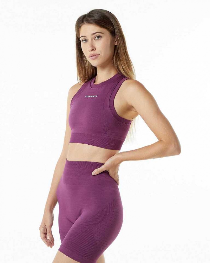 Sujetador Deportivo Alphalete Ozone Crop Mujer Morados | Mexico-285403