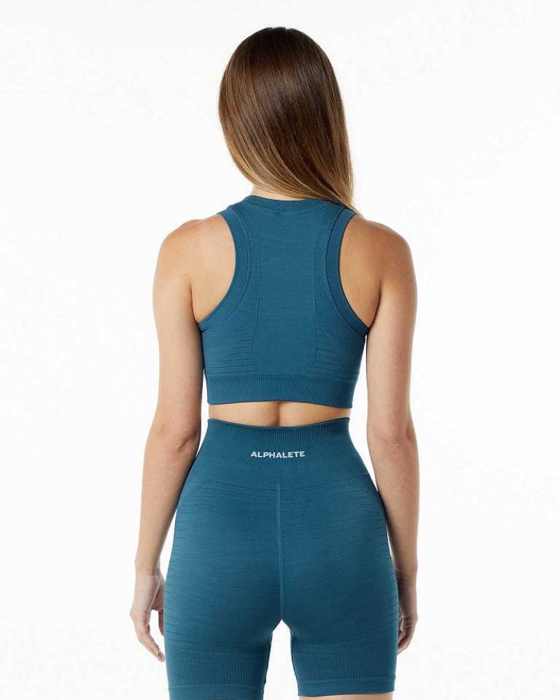 Sujetador Deportivo Alphalete Ozone Crop Mujer Azules | Mexico-985473