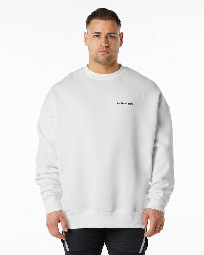 Suéter Alphalete Classic Crew Hombre Blancos | Mexico-814205