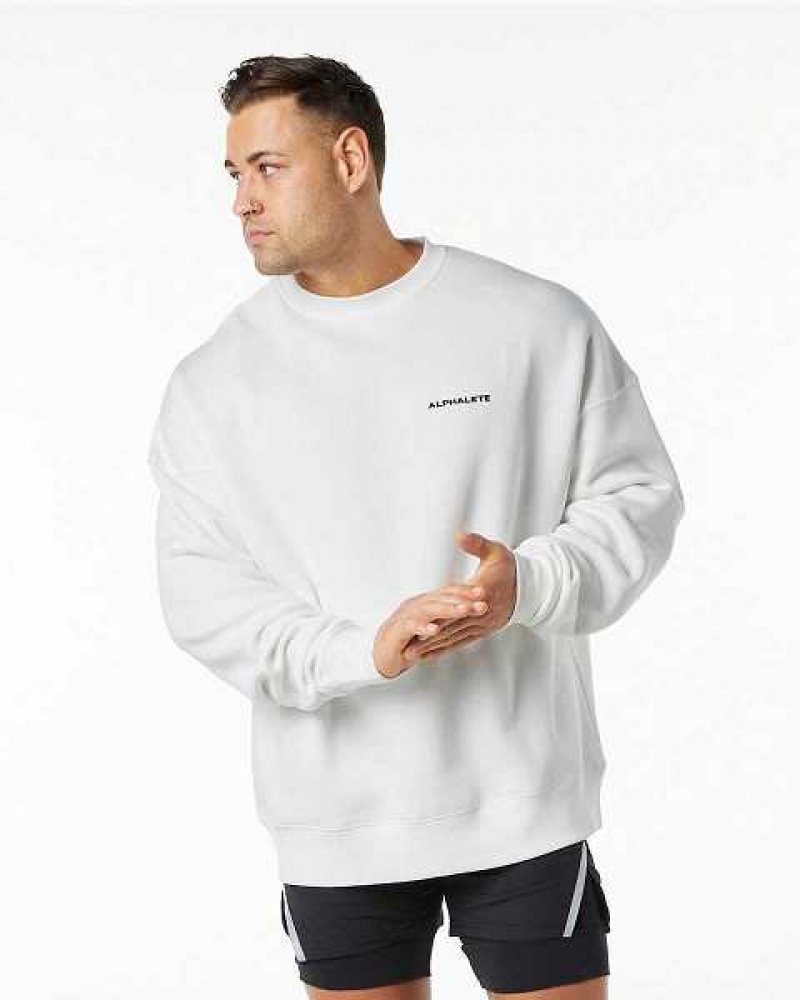 Suéter Alphalete Classic Crew Hombre Blancos | Mexico-814205