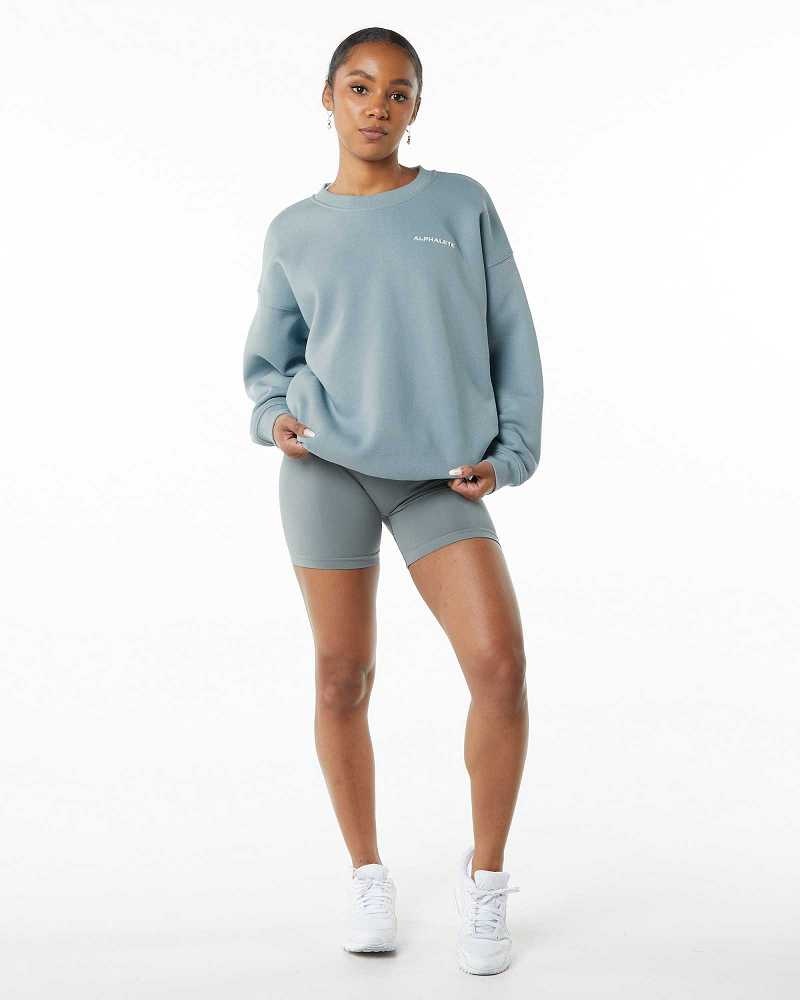 Suéter Alphalete Classic Crew Mujer Azules | Mexico-810794