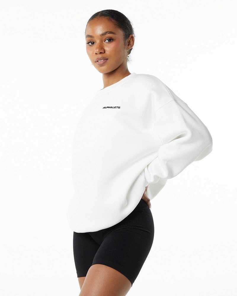 Suéter Alphalete Classic Crew Mujer Blancos | Mexico-316074