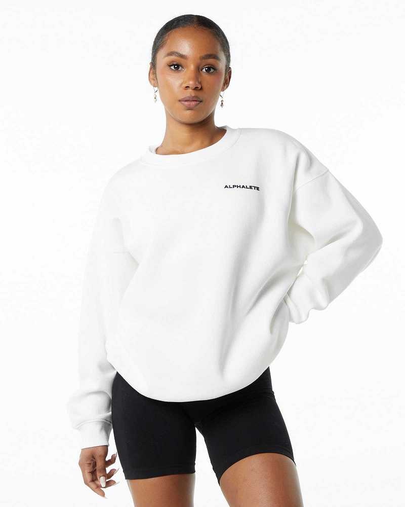 Suéter Alphalete Classic Crew Mujer Blancos | Mexico-316074