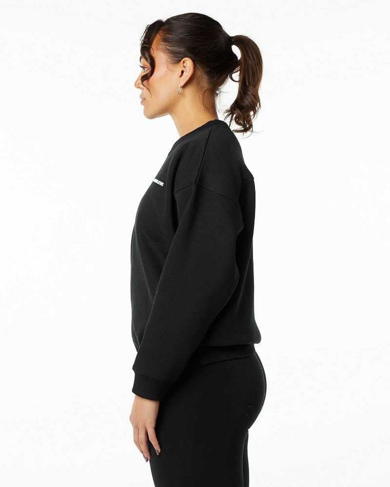 Suéter Alphalete Classic Crew Mujer Negros | Mexico-948165