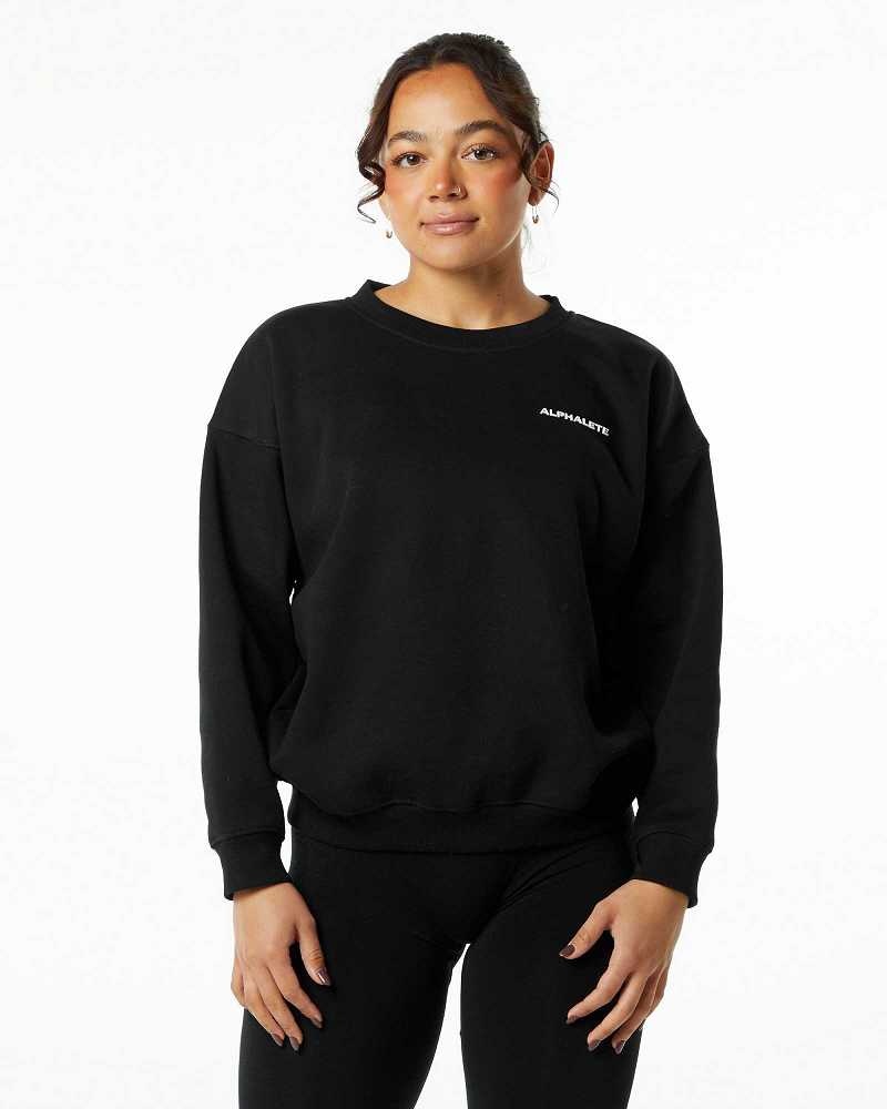 Suéter Alphalete Classic Crew Mujer Negros | Mexico-948165