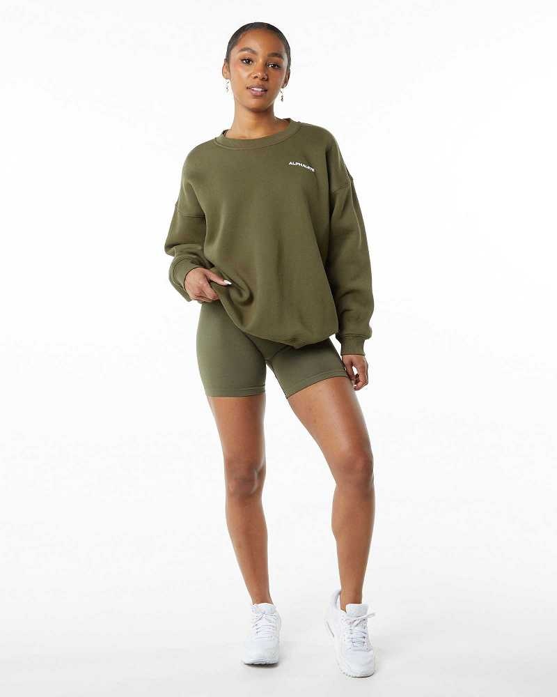 Suéter Alphalete Classic Crew Mujer Verdes | Mexico-705839