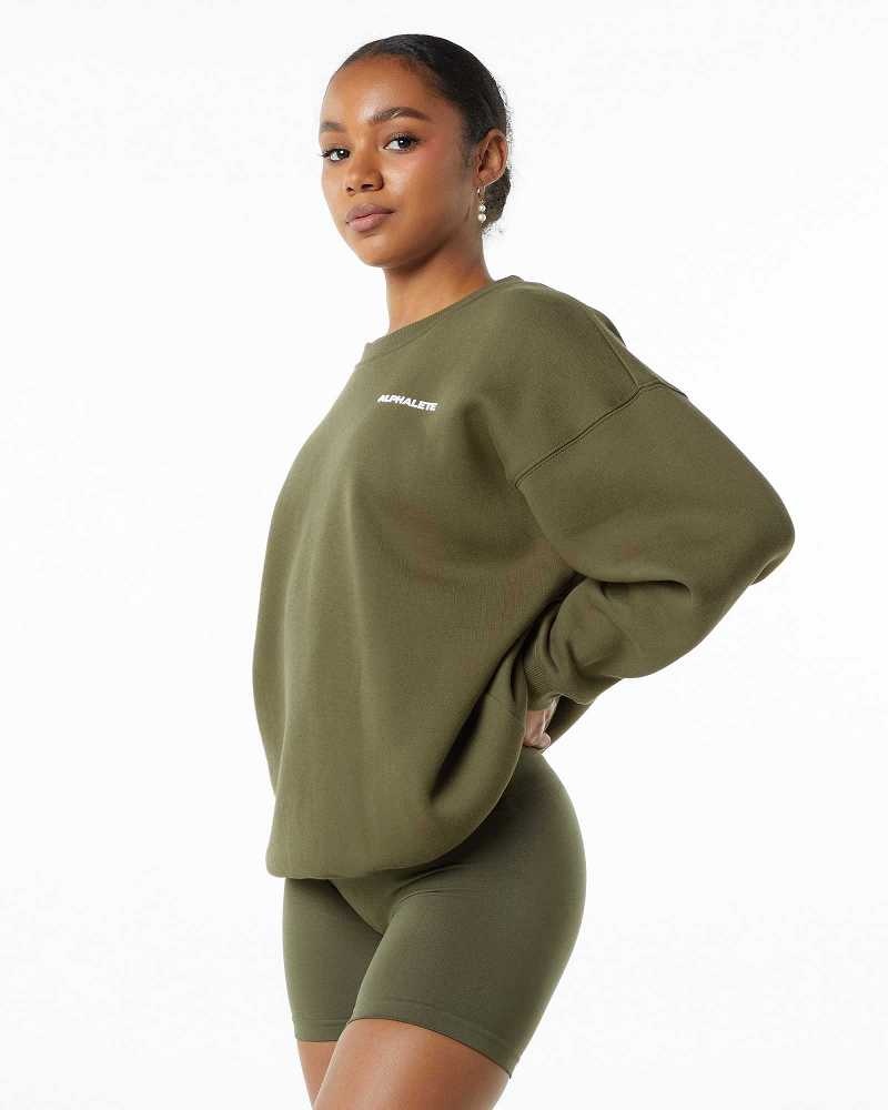 Suéter Alphalete Classic Crew Mujer Verdes | Mexico-705839