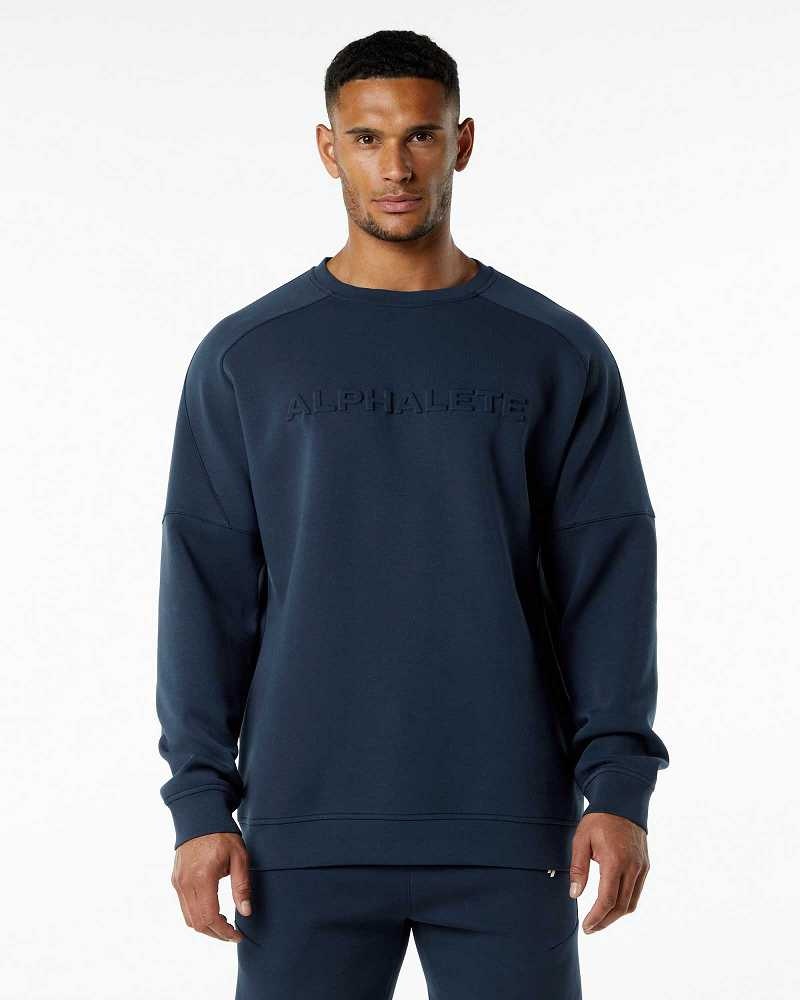 Suéter Alphalete ELMTS Crewneck Hombre Azules | Mexico-936728