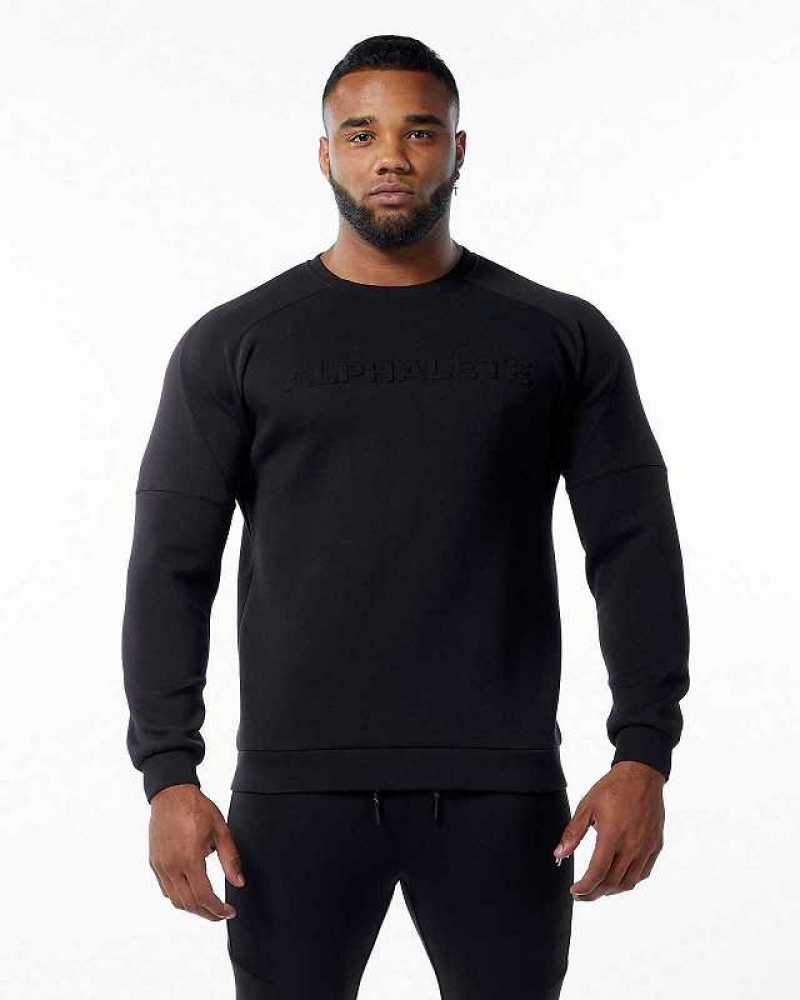 Suéter Alphalete ELMTS Crewneck Hombre Negros | Mexico-691427