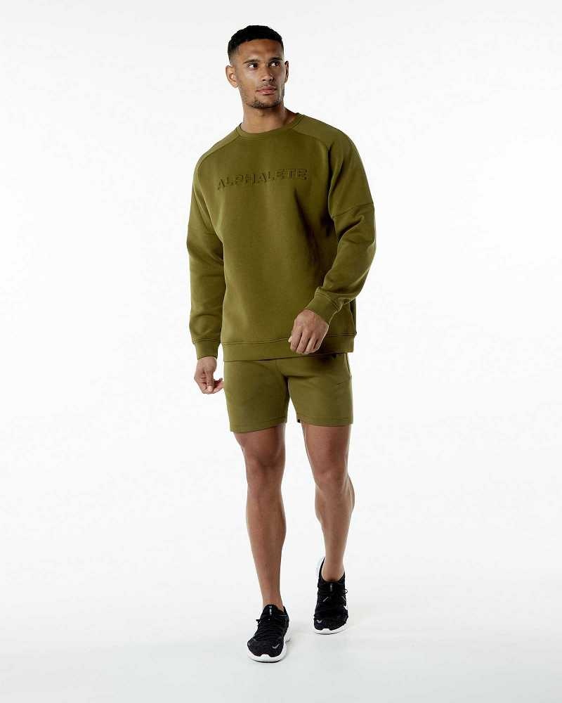 Suéter Alphalete ELMTS Crewneck Hombre Verdes | Mexico-894706