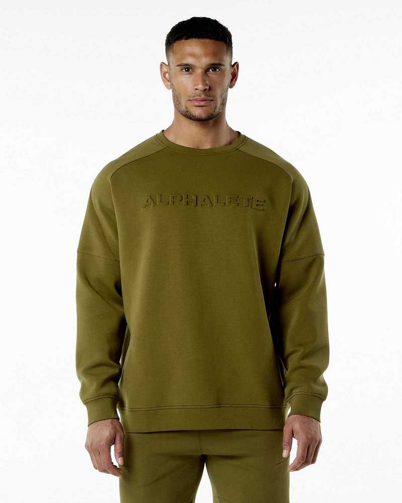 Suéter Alphalete ELMTS Crewneck Hombre Verdes | Mexico-894706