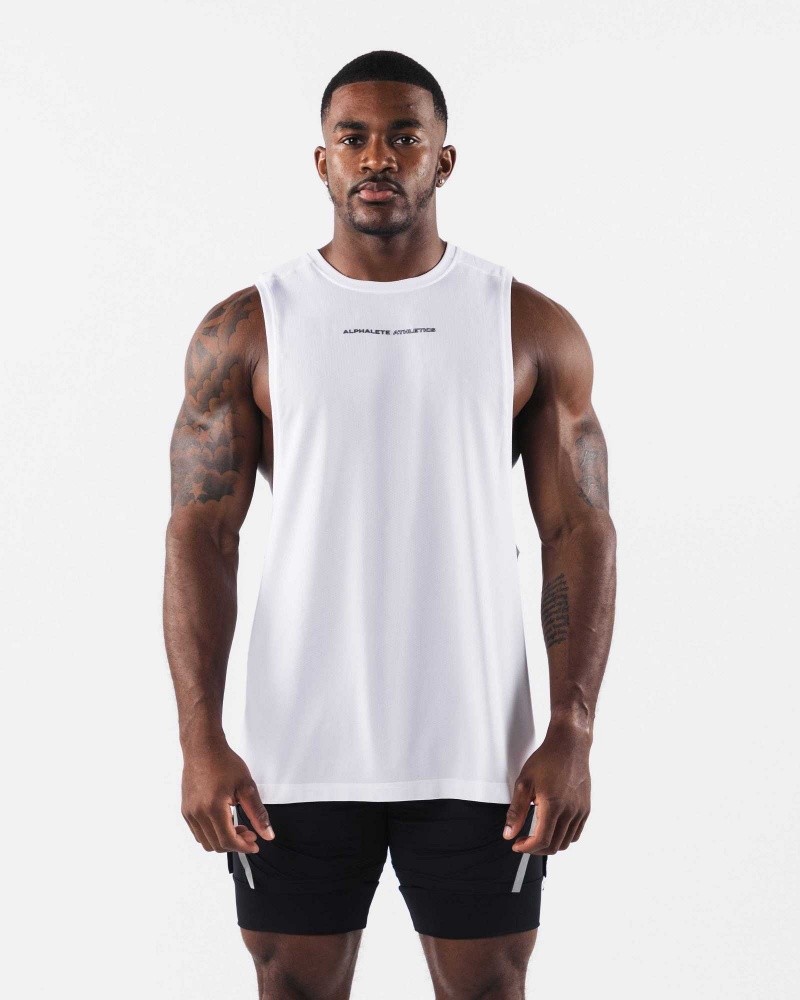 Tank Top Alphalete AA Airtech Cutoff Hombre Blancos | Mexico-904178