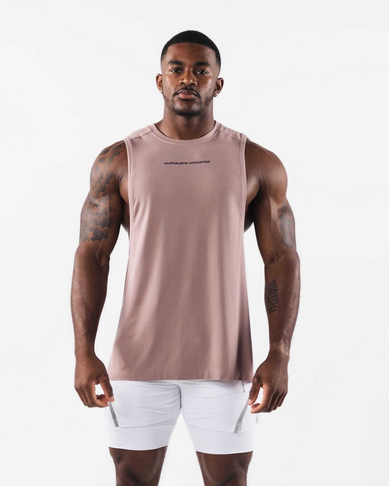 Tank Top Alphalete AA Airtech Cutoff Hombre Marrom | Mexico-951084