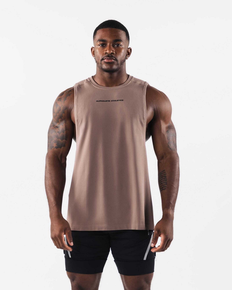 Tank Top Alphalete AA Airtech Cutoff Hombre Marrom | Mexico-321870