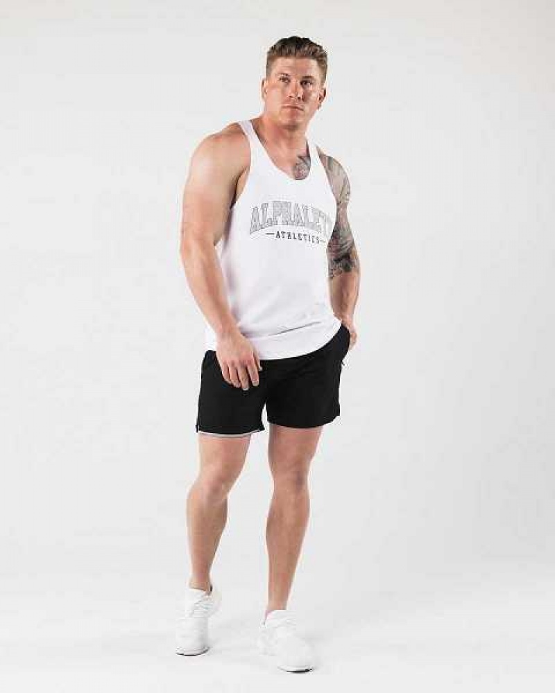 Tank Top Alphalete AA Raw Cut Hombre Blancos | Mexico-673415