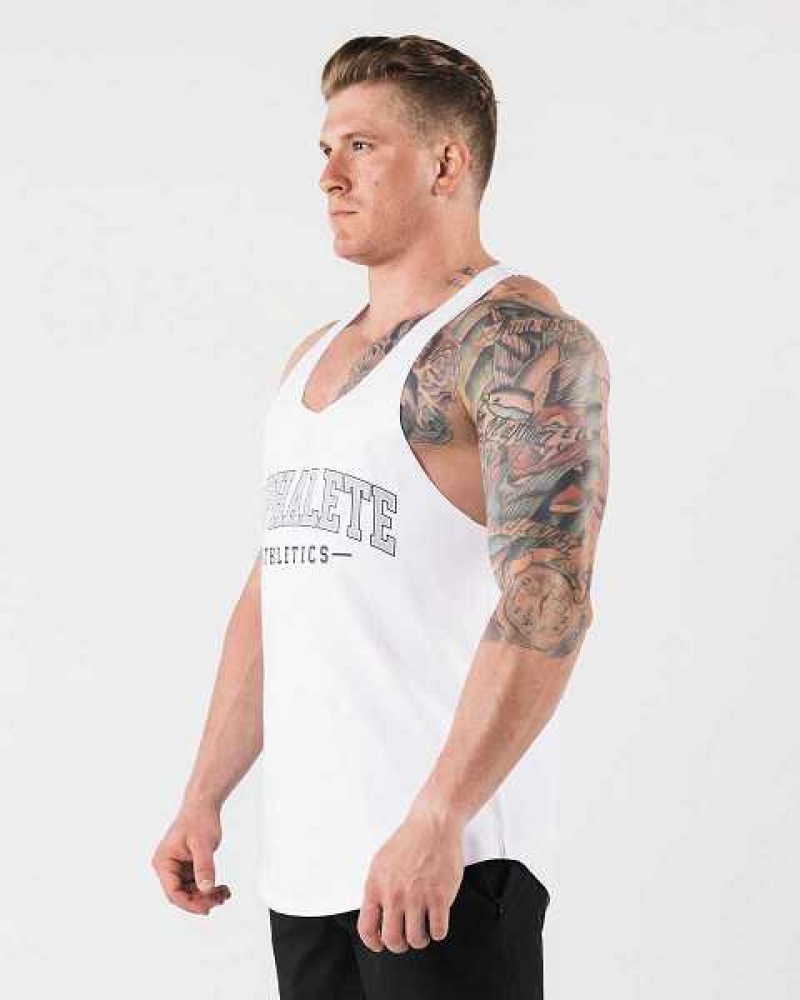 Tank Top Alphalete AA Raw Cut Hombre Blancos | Mexico-673415