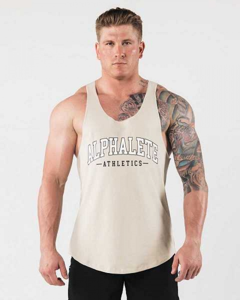 Tank Top Alphalete AA Raw Cut Hombre Marrom | Mexico-371684