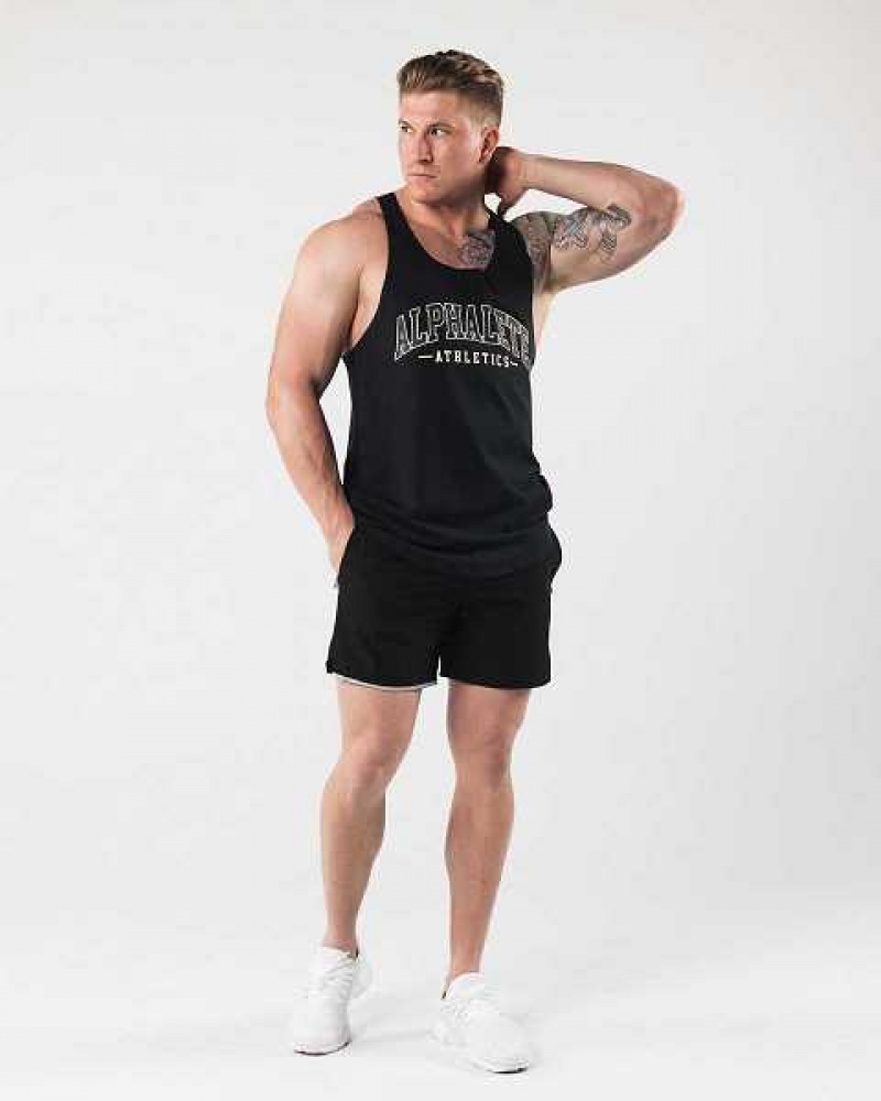 Tank Top Alphalete AA Raw Cut Hombre Negros | Mexico-185497