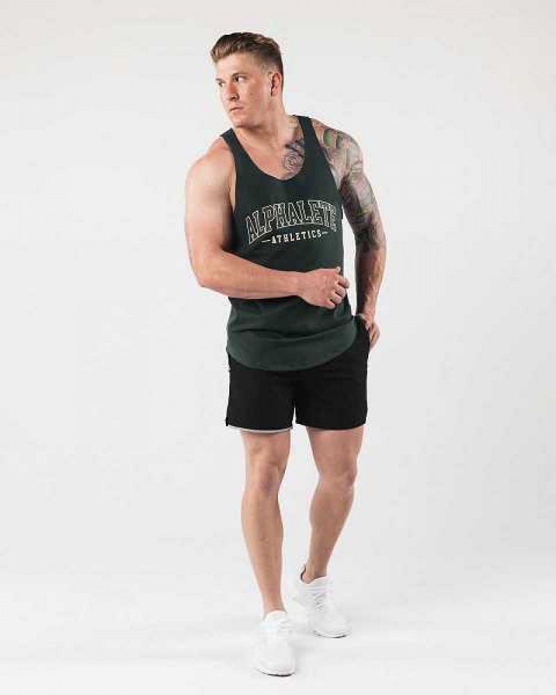 Tank Top Alphalete AA Raw Cut Hombre Verdes | Mexico-601475