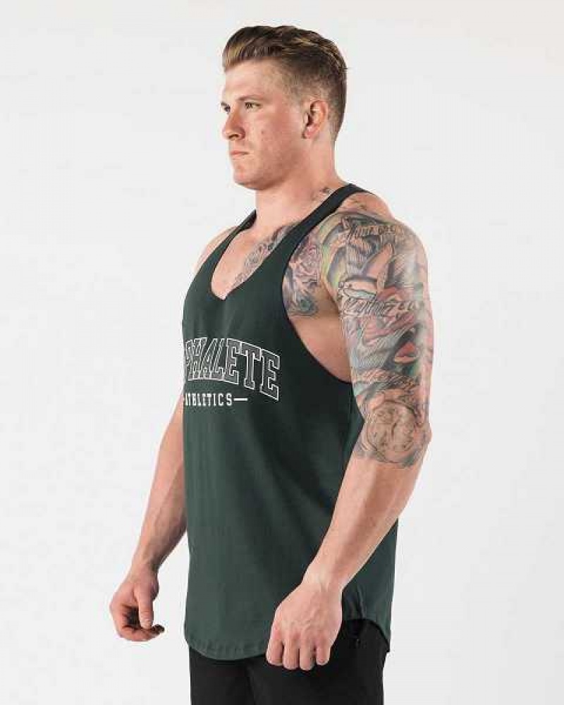 Tank Top Alphalete AA Raw Cut Hombre Verdes | Mexico-601475