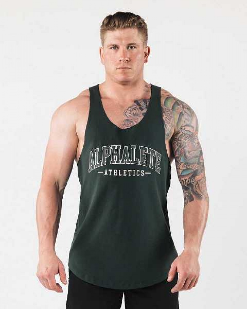 Tank Top Alphalete AA Raw Cut Hombre Verdes | Mexico-601475