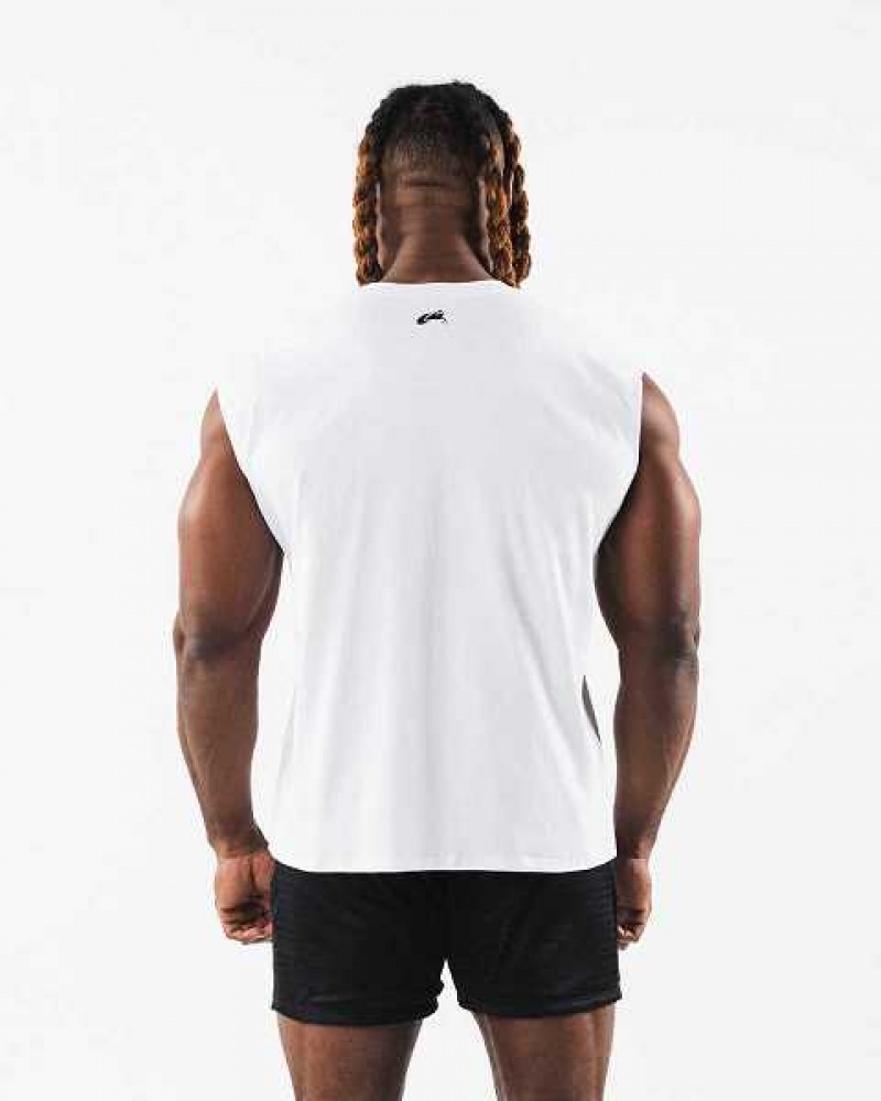 Tank Top Alphalete Brushed Wolf Head Muscle Hombre Blancos | Mexico-078945