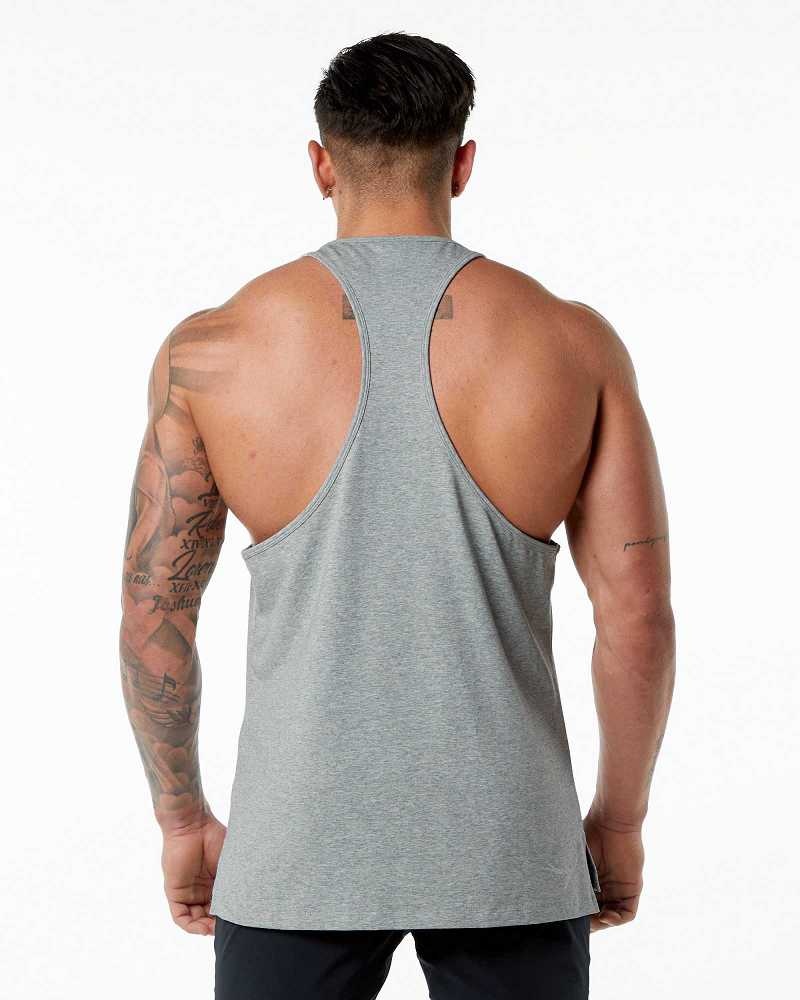 Tank Top Alphalete Emblem Stringer Hombre Grises | Mexico-218907