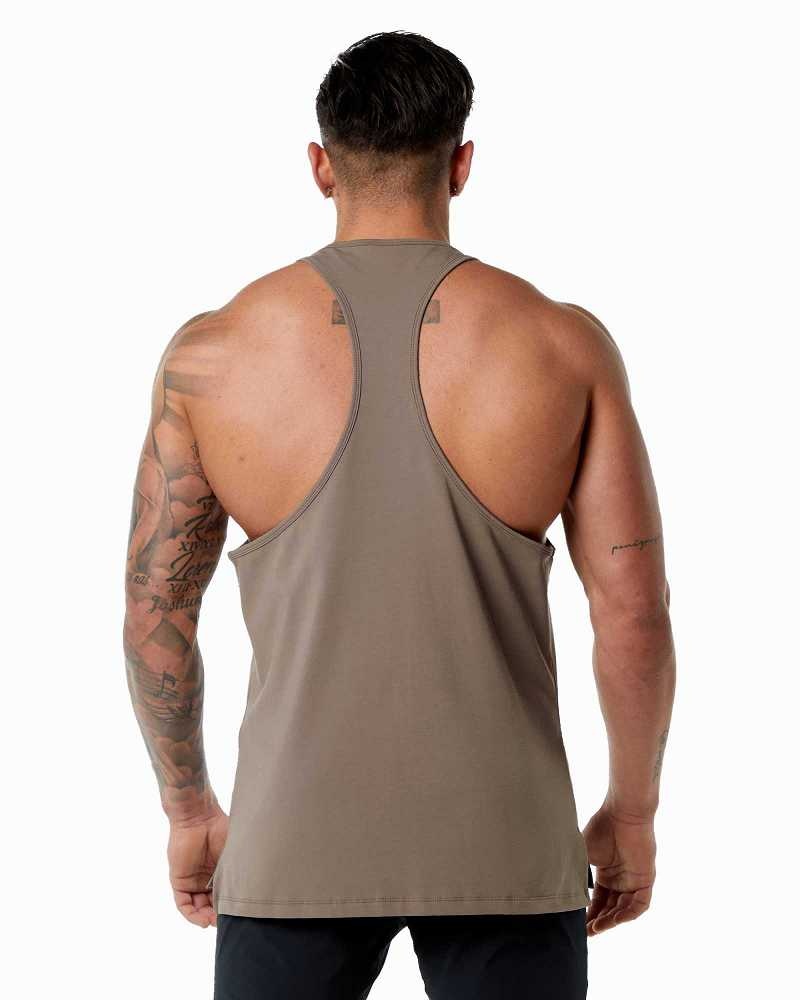 Tank Top Alphalete Emblem Stringer Hombre Marrom | Mexico-693210