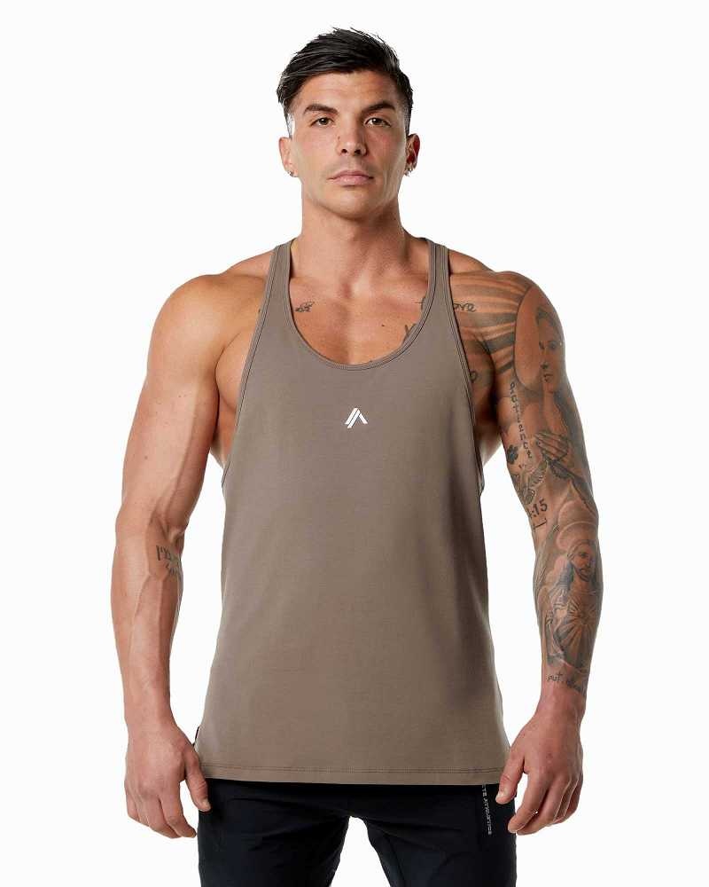 Tank Top Alphalete Emblem Stringer Hombre Marrom | Mexico-693210