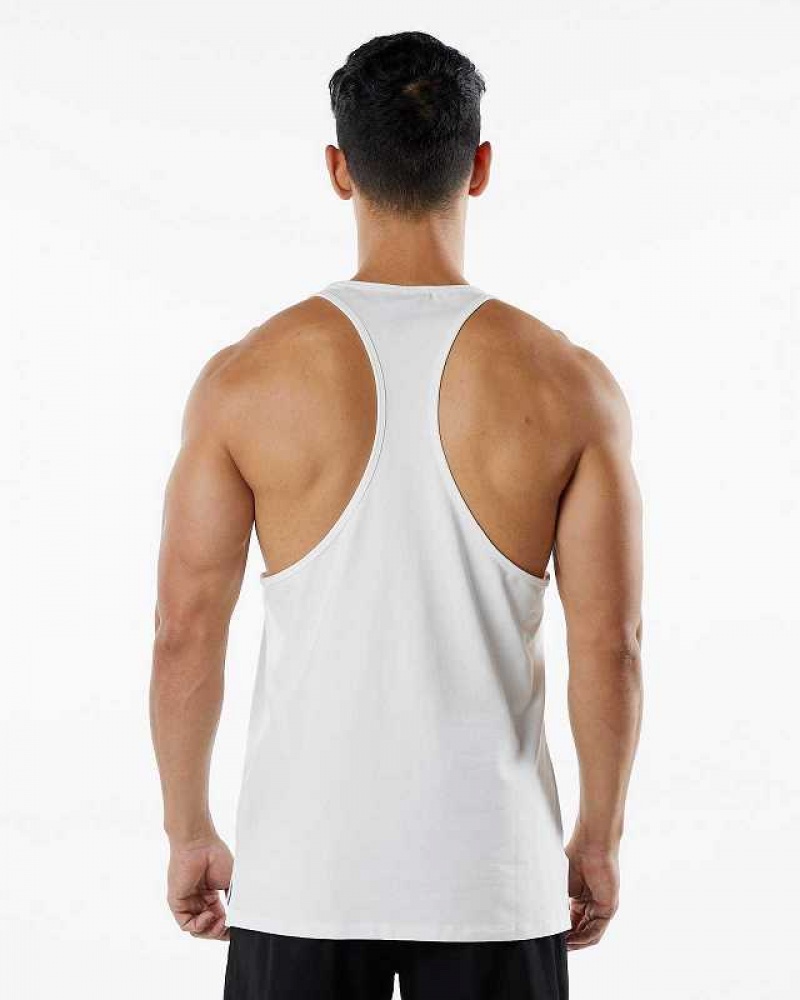 Tank Top Alphalete Emblem Stringer Hombre Blancos | Mexico-693721