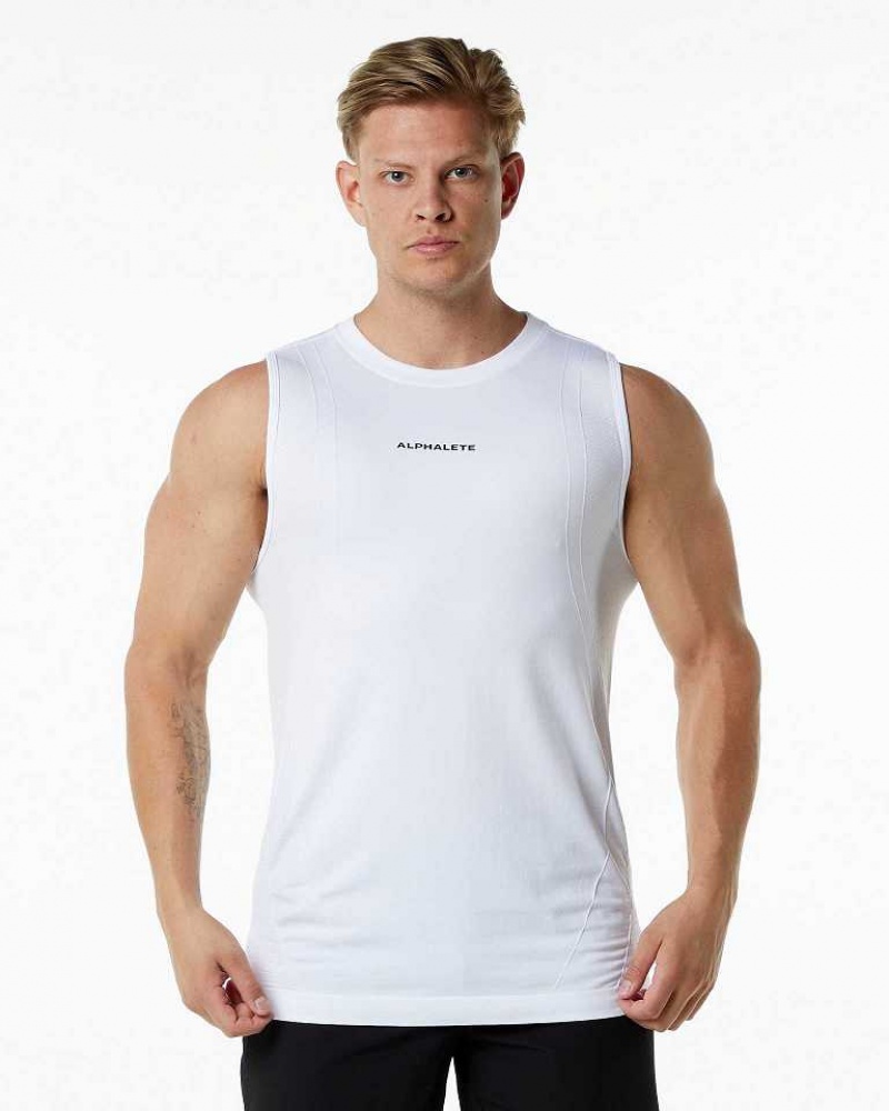 Tank Top Alphalete Ozone Hombre Blancos | Mexico-932765