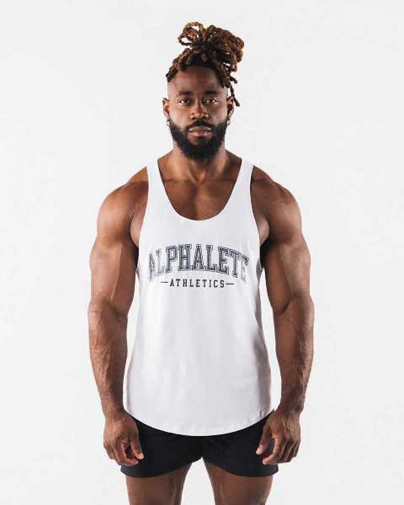 Tank Top Alphalete Paisley Print Raw Cut Hombre Blancos | Mexico-107396