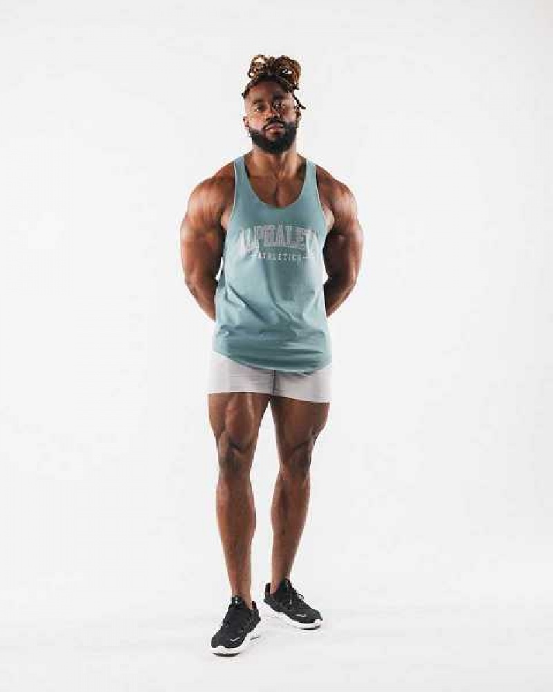 Tank Top Alphalete Paisley Print Raw Cut Hombre Azules | Mexico-418752