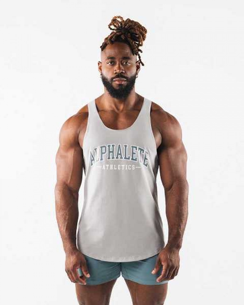 Tank Top Alphalete Paisley Print Raw Cut Hombre Grises | Mexico-852763