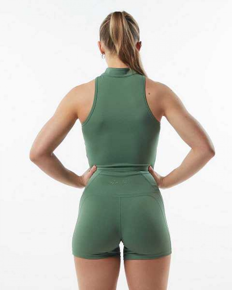 Tank Top Alphalete Pulse Zip Mujer Verdes | Mexico-159036