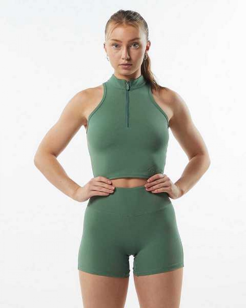 Tank Top Alphalete Pulse Zip Mujer Verdes | Mexico-159036