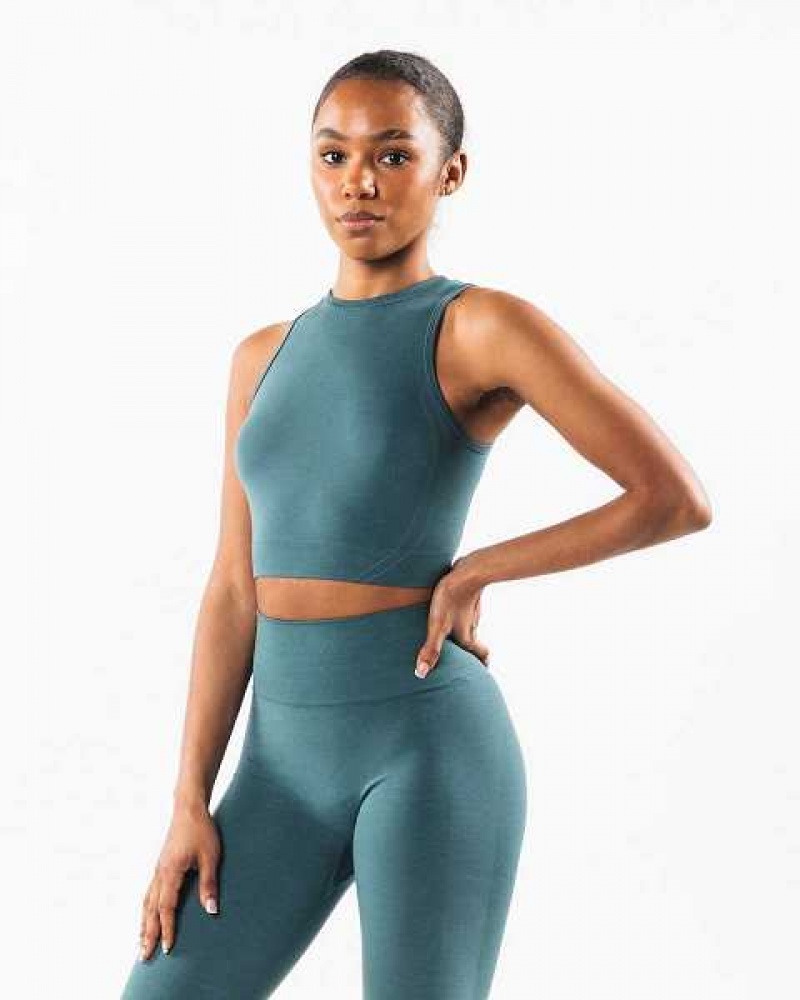 Tank Top Alphalete Stratus Crop Mujer Azules | Mexico-613207