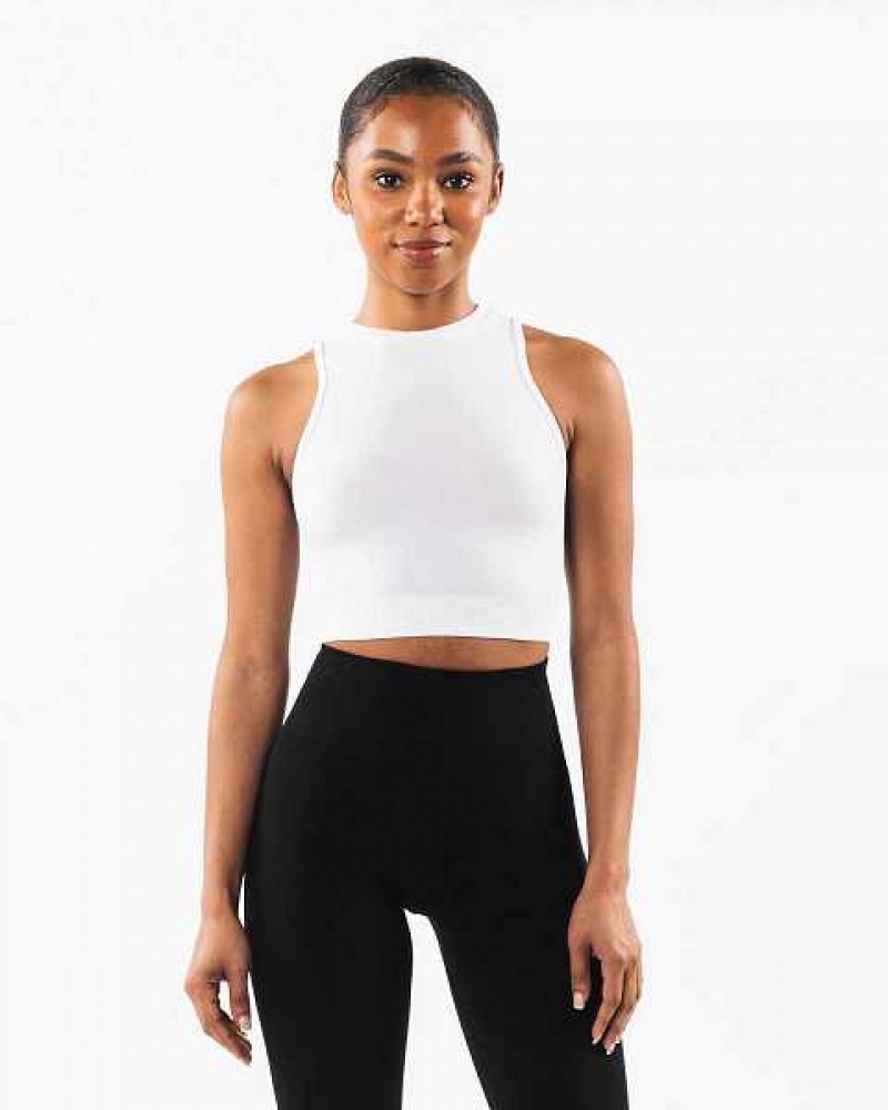 Tank Top Alphalete Stratus Crop Mujer Blancos | Mexico-907625