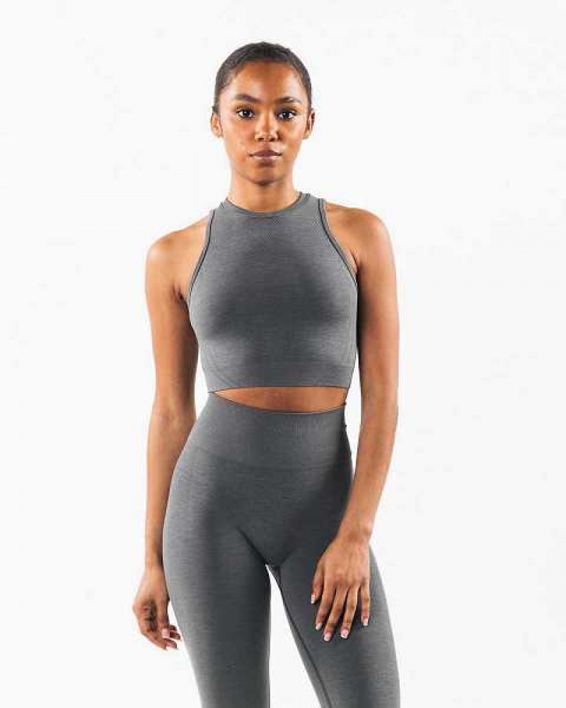 Tank Top Alphalete Stratus Crop Mujer Grises | Mexico-706392