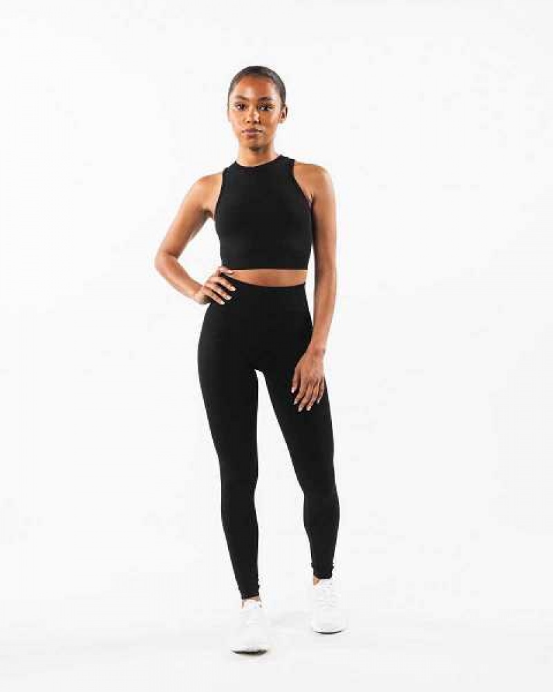 Tank Top Alphalete Stratus Crop Mujer Negros | Mexico-719824