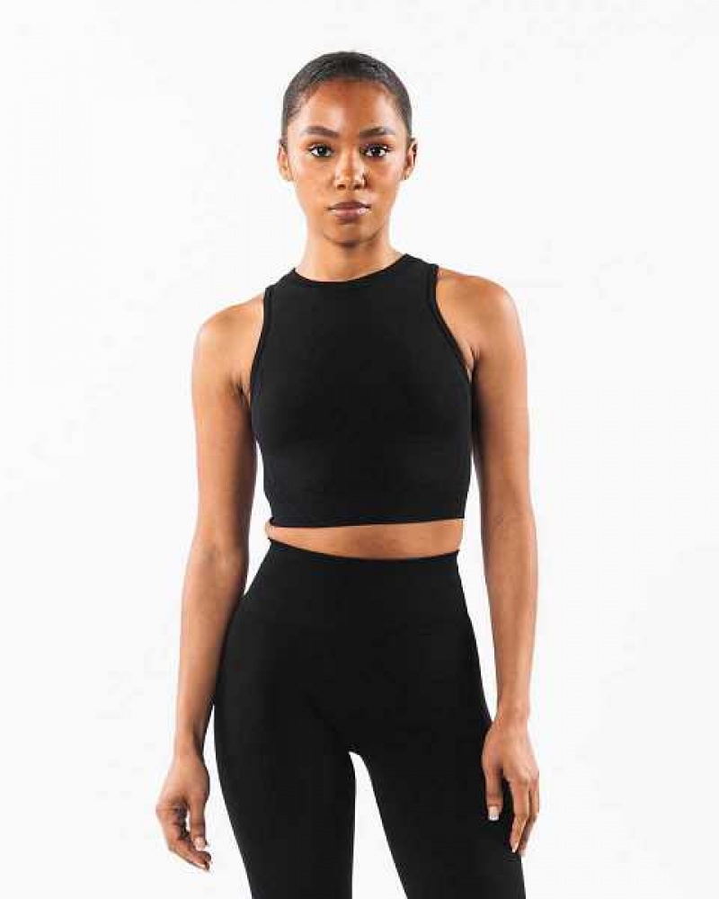 Tank Top Alphalete Stratus Crop Mujer Negros | Mexico-719824