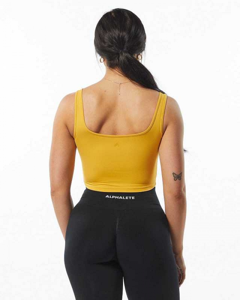 Tank Top Alphalete Ultrasoft Square Neck Mujer Amarillos | Mexico-872951