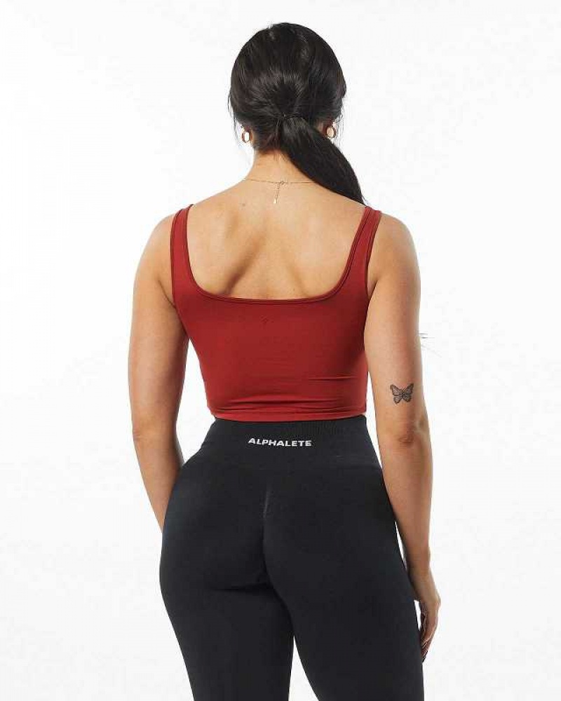 Tank Top Alphalete Ultrasoft Square Neck Mujer Rojos | Mexico-718526