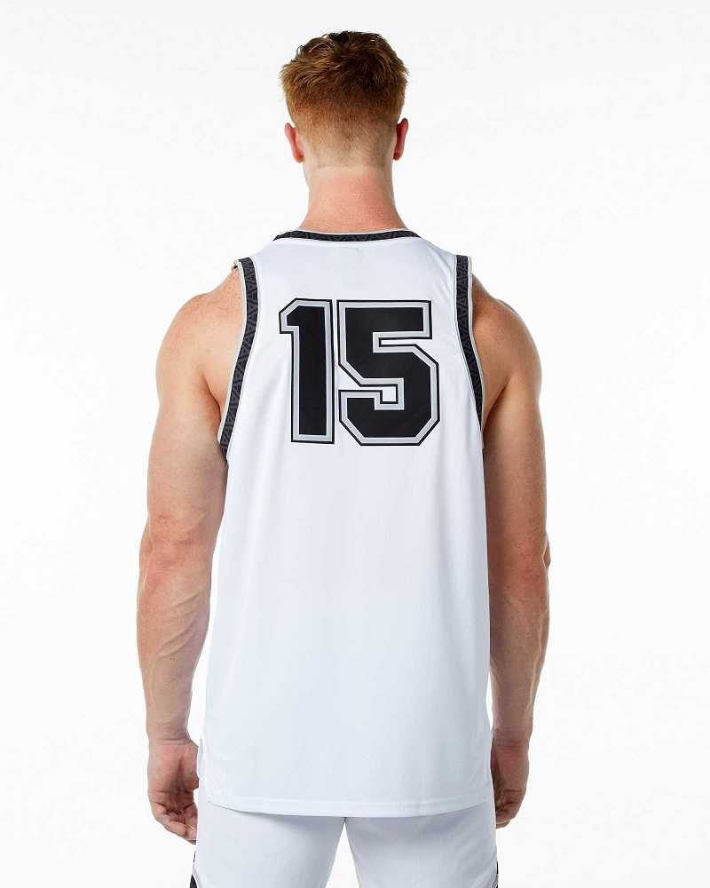 Tank Top Alphalete Varsity Basketball Hombre Blancos | Mexico-531798