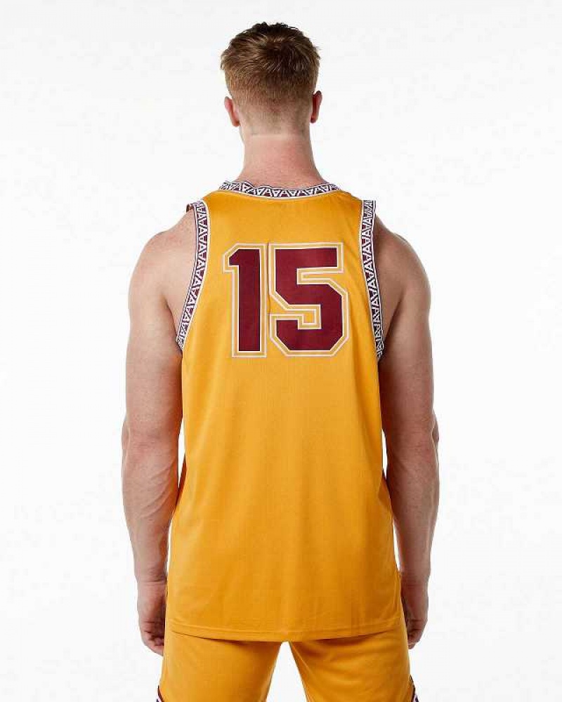 Tank Top Alphalete Varsity Basketball Hombre Amarillos | Mexico-478619