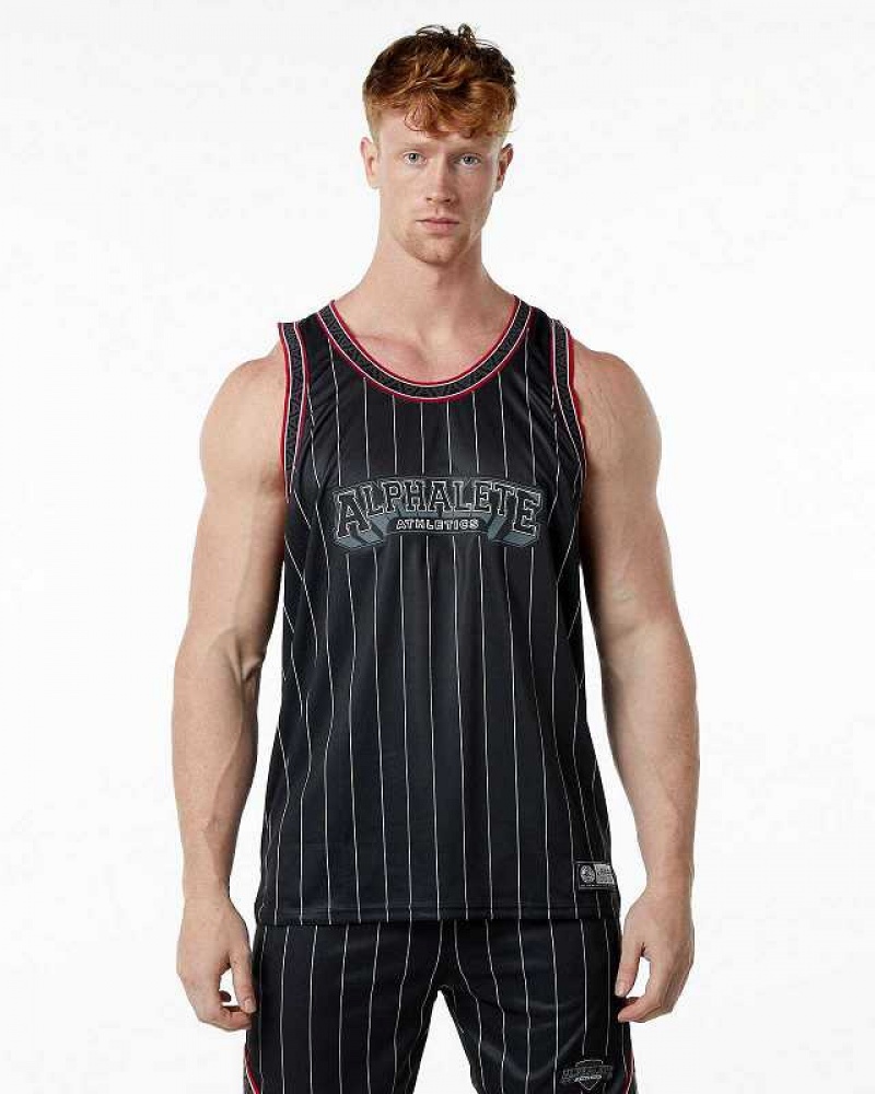 Tank Top Alphalete Varsity Basketball Hombre Negros | Mexico-879126